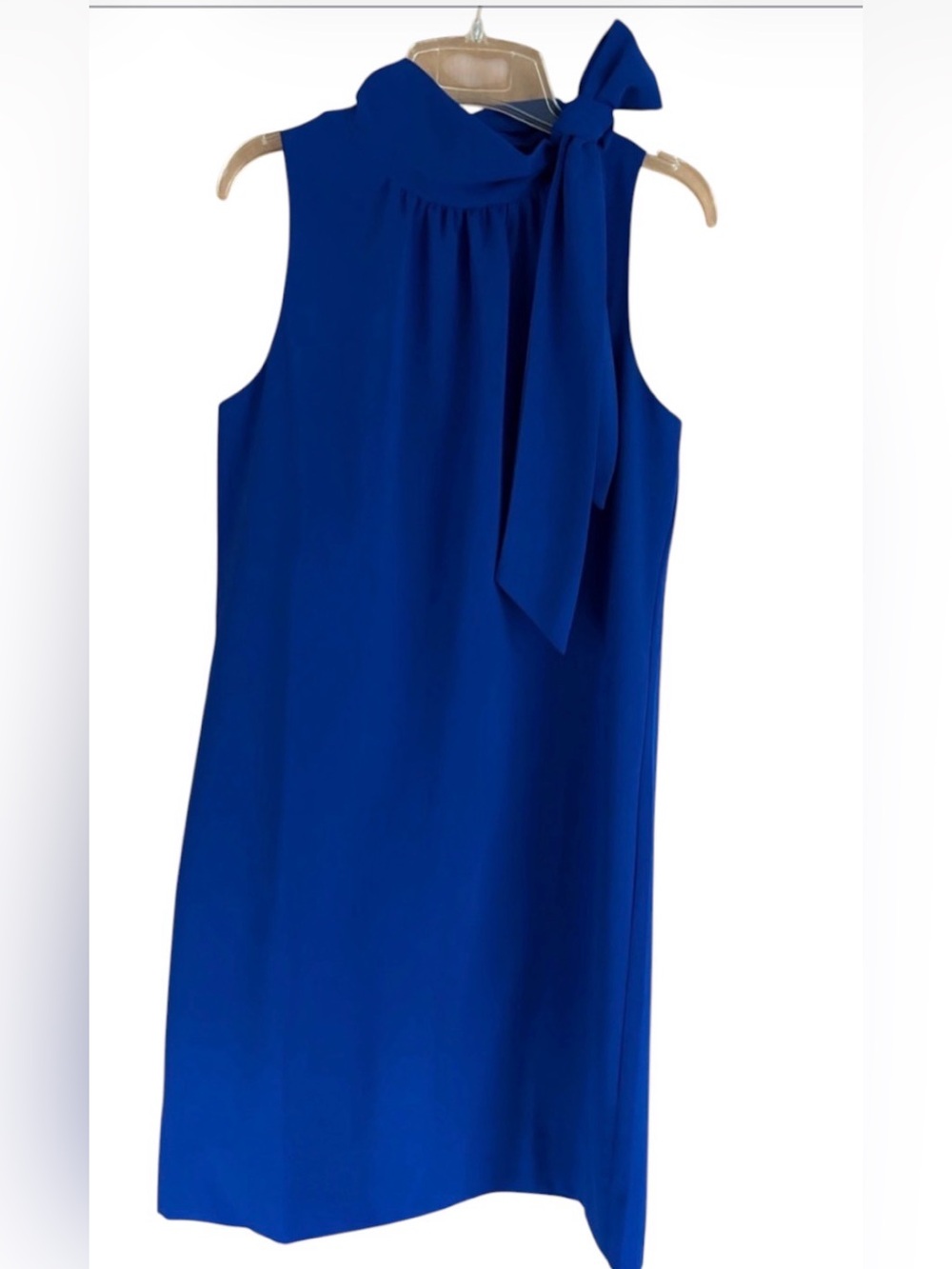 Size 6 Sleeveless Bow-Neck Shift Dress in Cobalt Blue